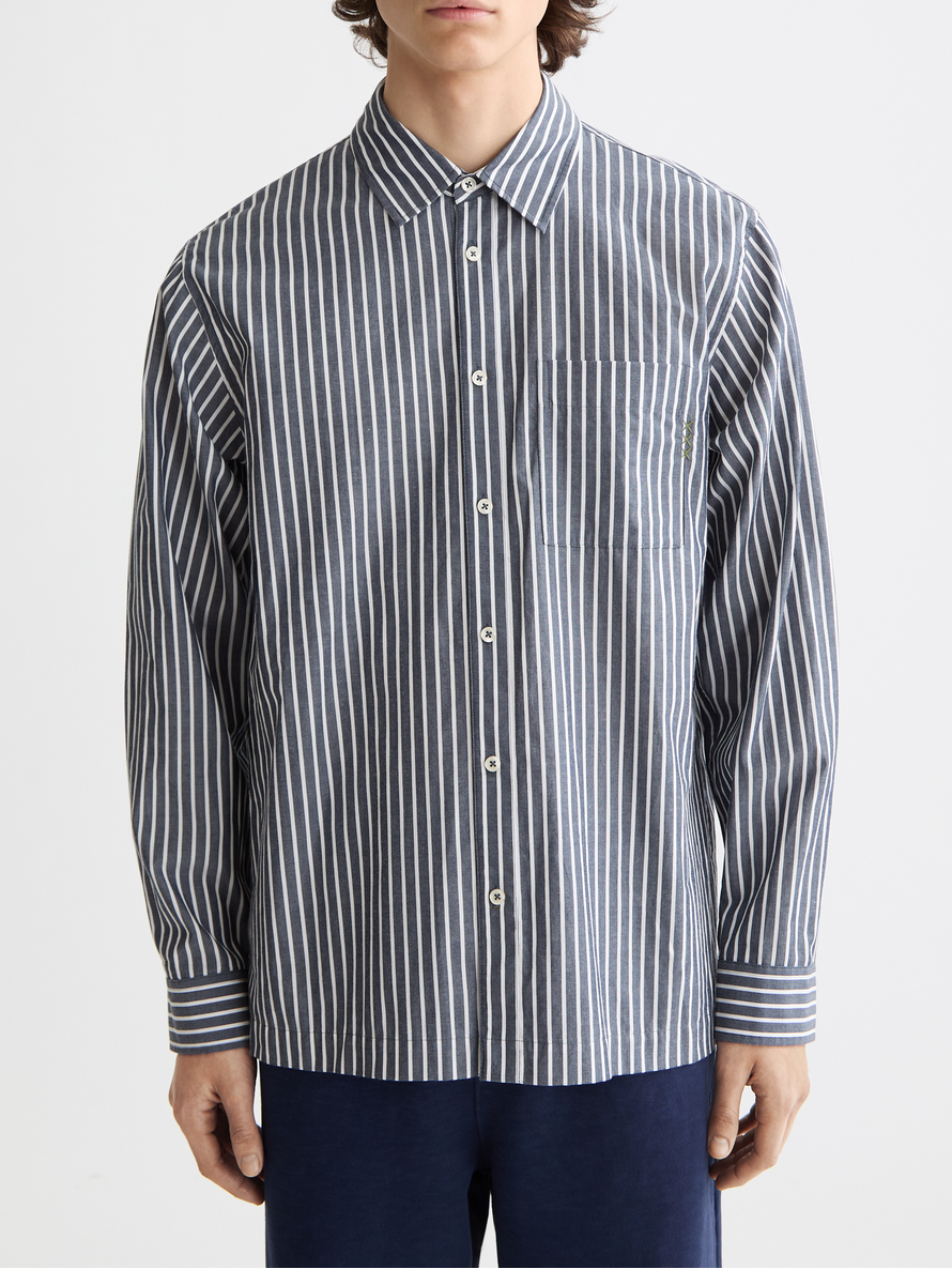 Striped poplin shirt