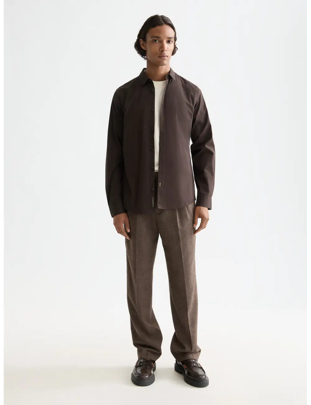 Slim Fit Poplin Shirt full model shot showing overall fit by Scotch & Soda