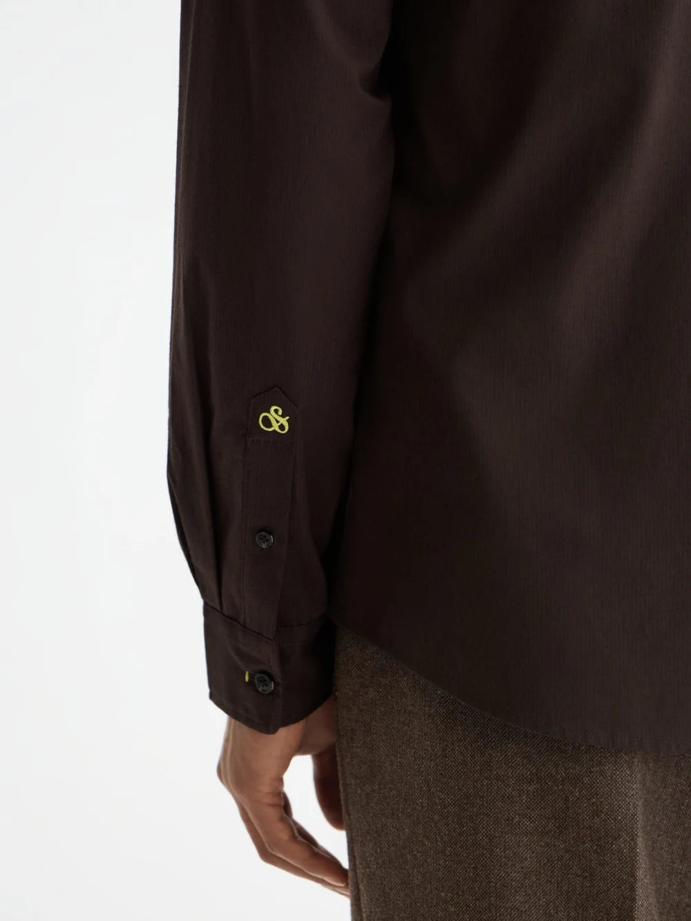 striped-slim-fit-poplin-shirt detail shot by Scotch & Soda