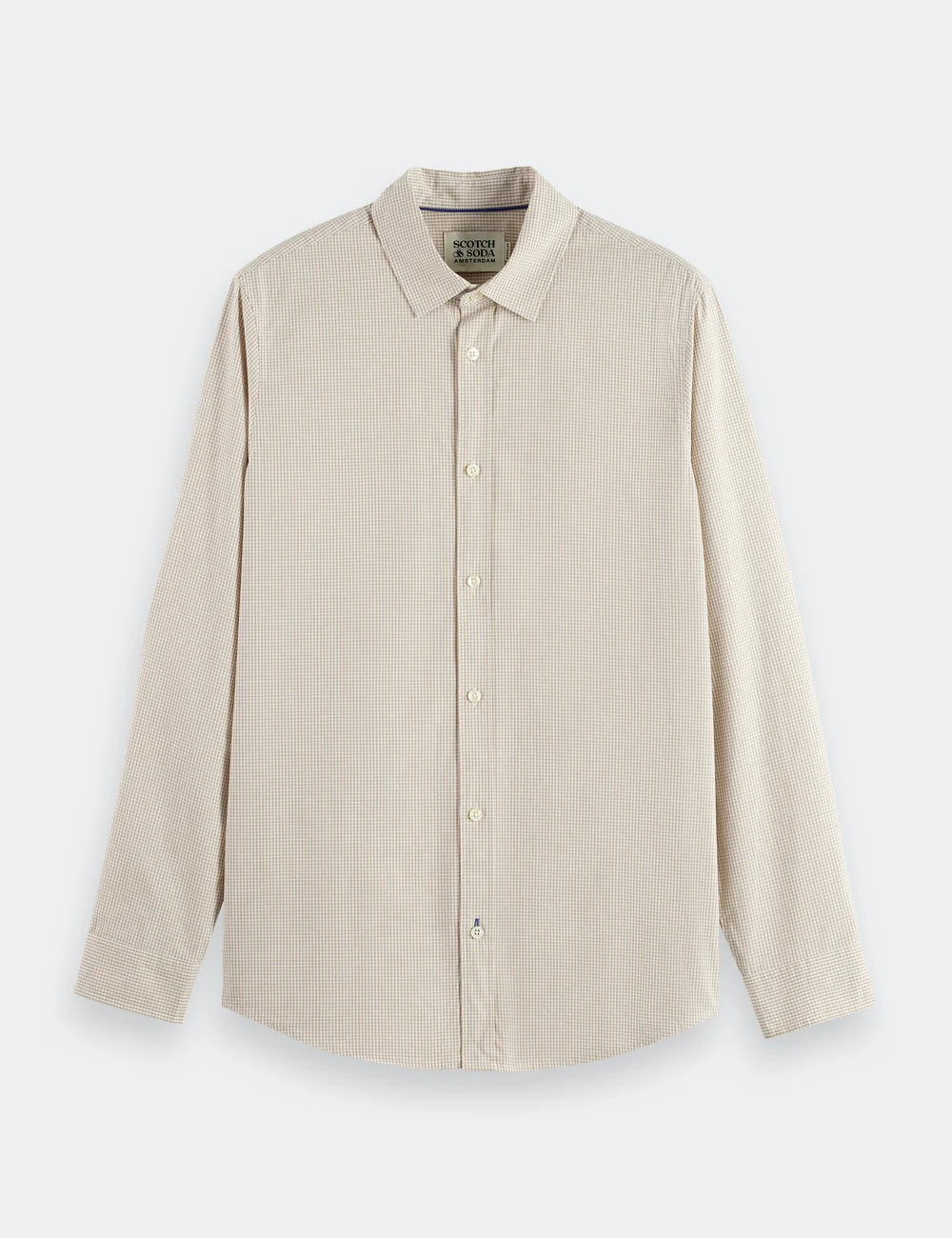Micro Check Poplin Shirt flat lay front view by Scotch & Soda