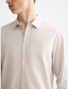 Micro Check Poplin Shirt close-up on model showing fit and detail by Scotch & Soda