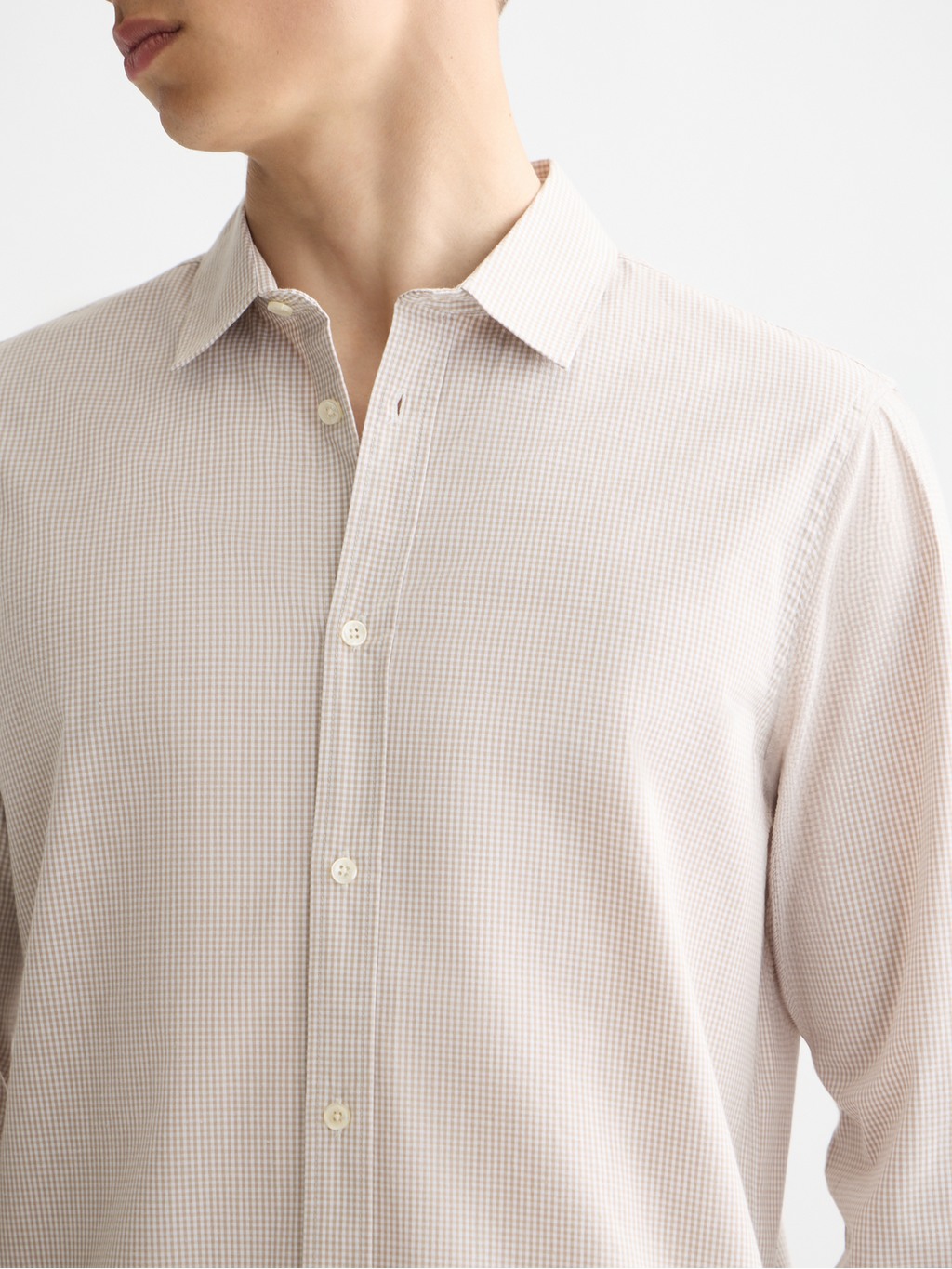 Micro-check poplin shirt
