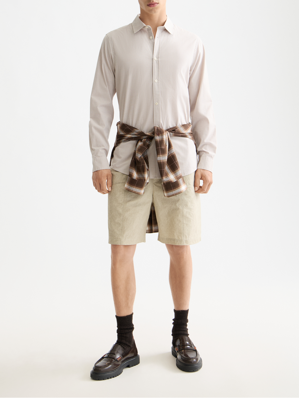 Micro-check poplin shirt