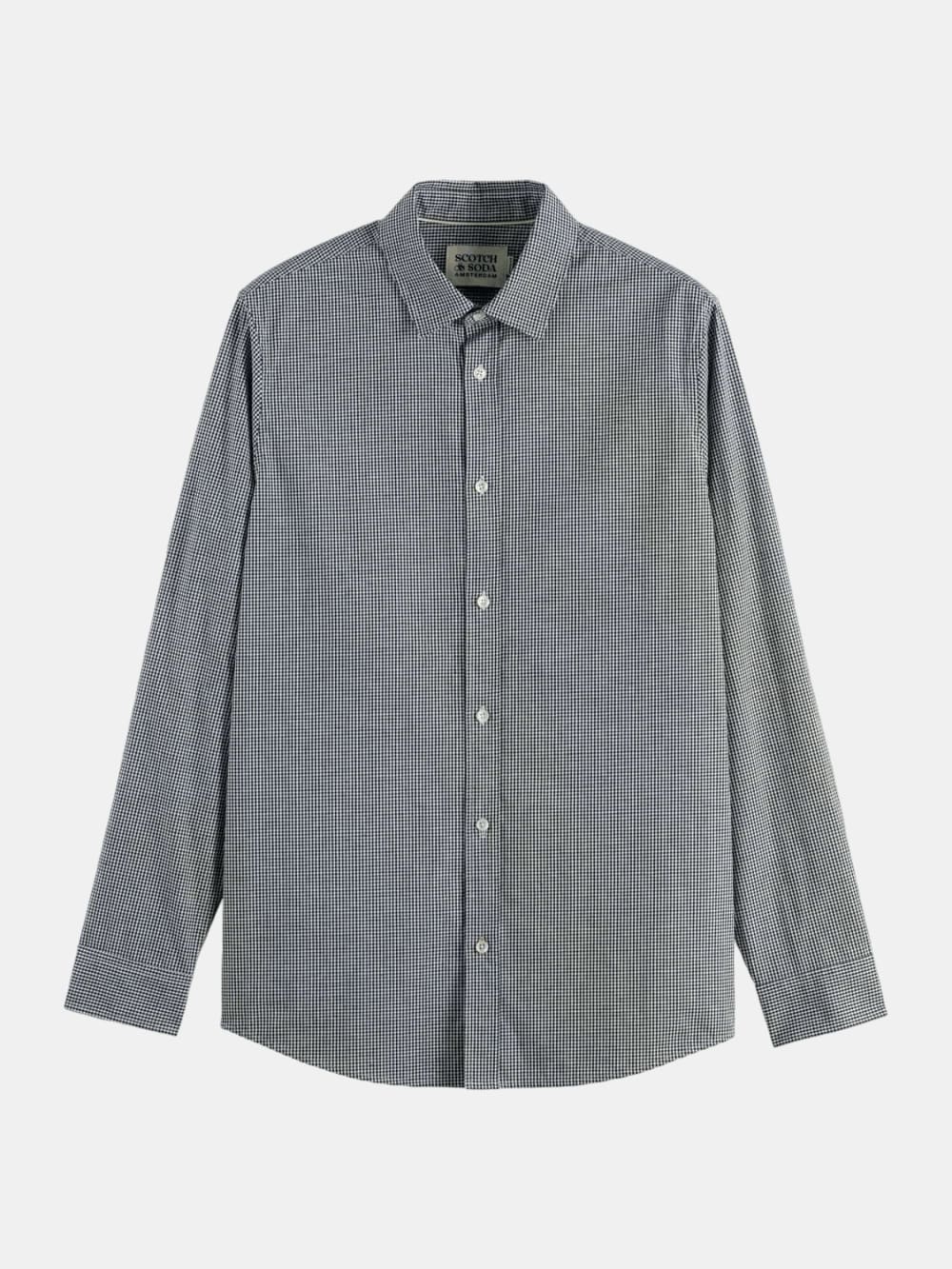 micro-check-poplin-shirt front view by Scotch & Soda
