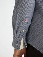 micro-check-poplin-shirt detail shot by Scotch & Soda