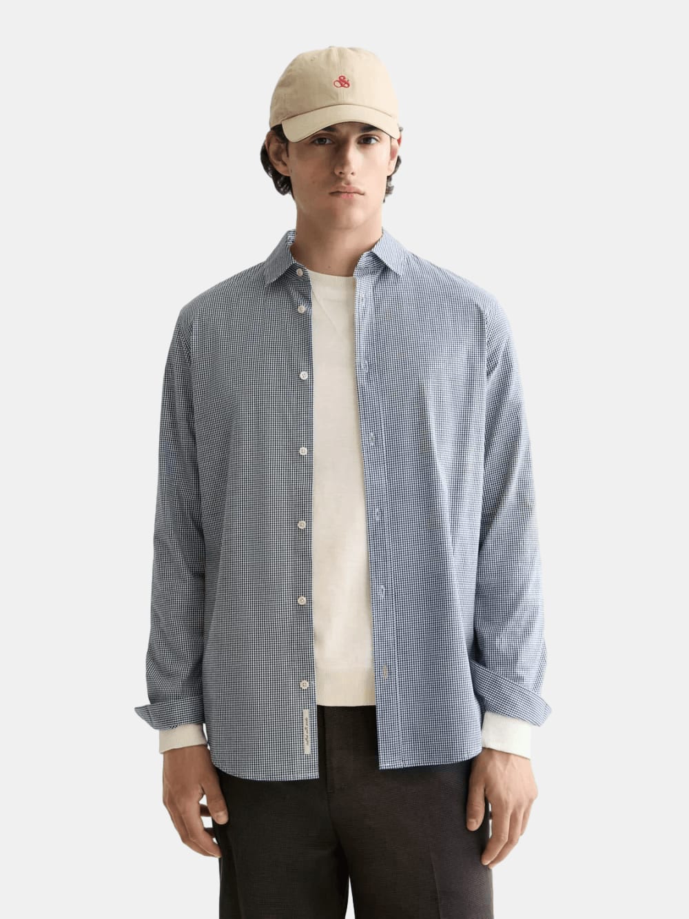 micro-check-poplin-shirt front view by Scotch & Soda