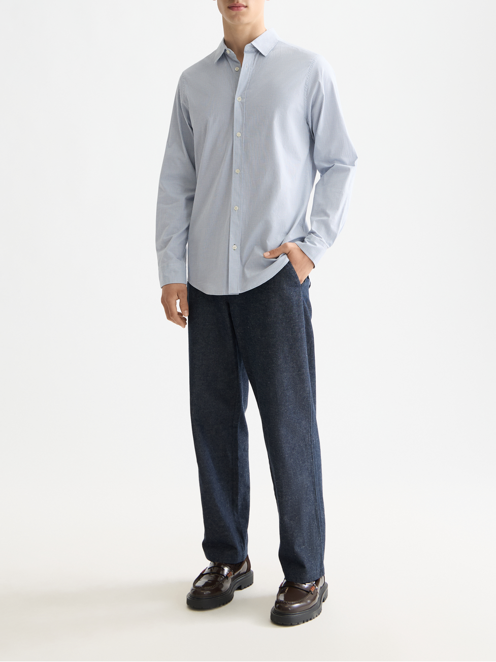 Micro-check poplin shirt