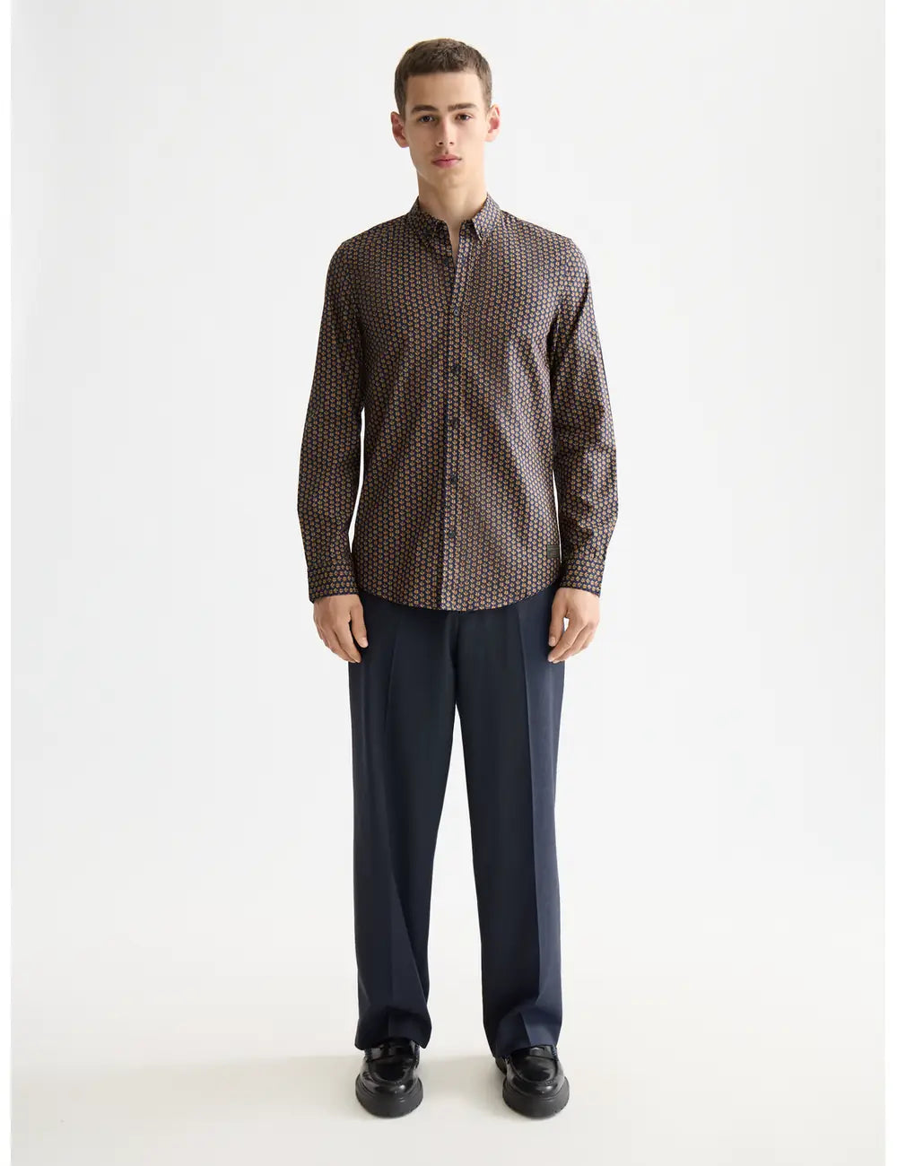 Micro AOP Slim-fit Shirt front view showing fit and finish by Scotch & Soda