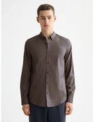 Navy Micro AOP Slim-fit Shirt front view by Scotch & Soda