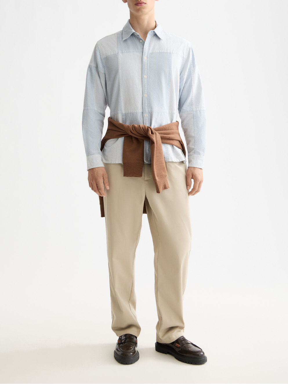 Patchwork relaxed oxford shirt