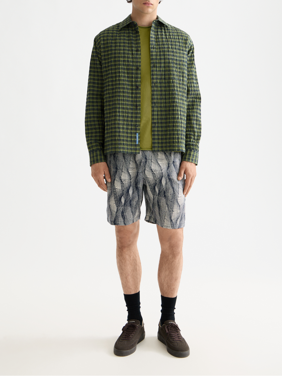 Crinkle checked shirt