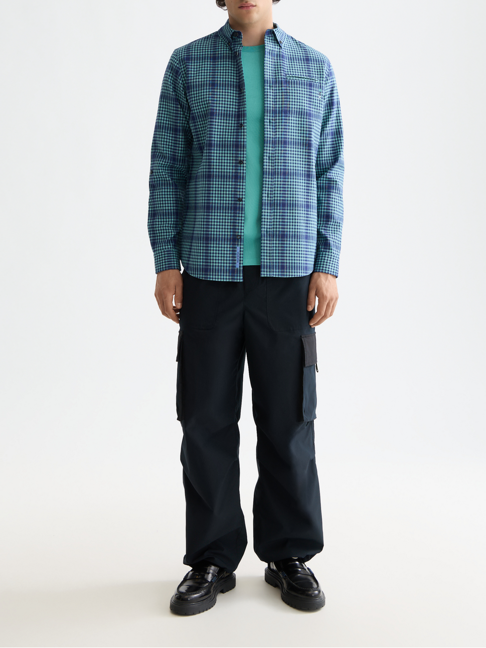 Shadow-check double-faced shirt