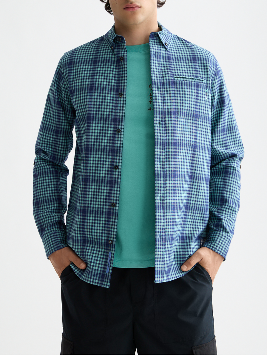 Shadow-check double-faced shirt
