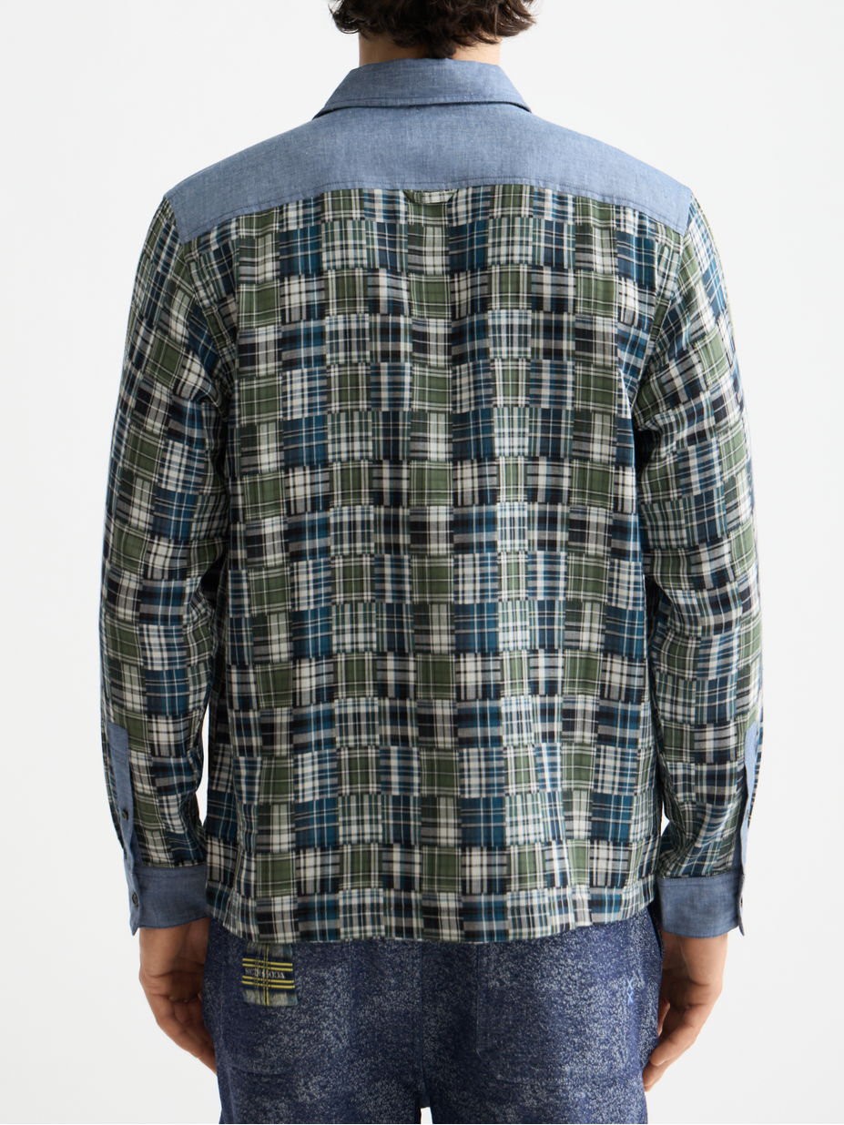 Patchwork flannel relaxed shirt