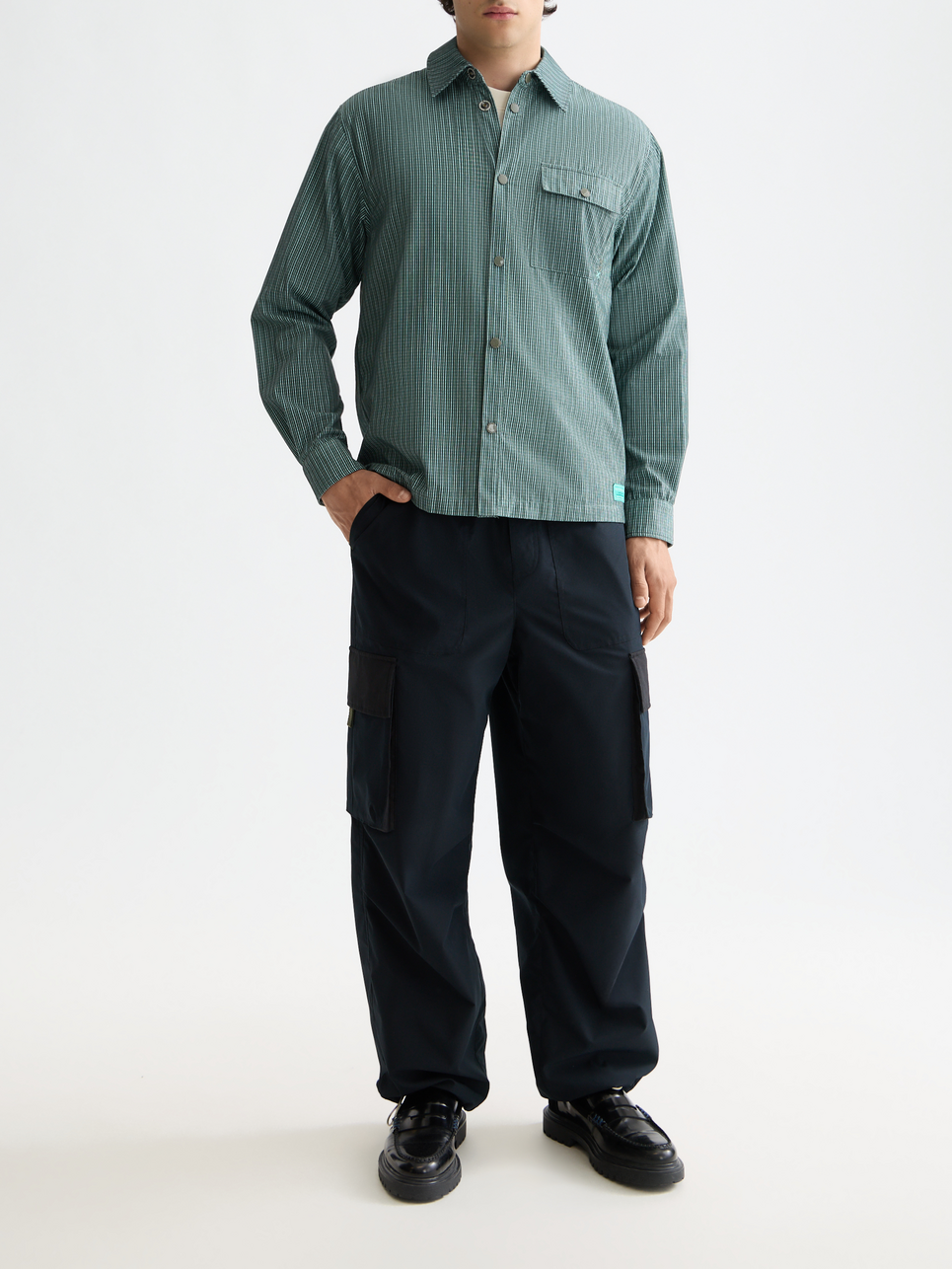 Micro-check structured shirt