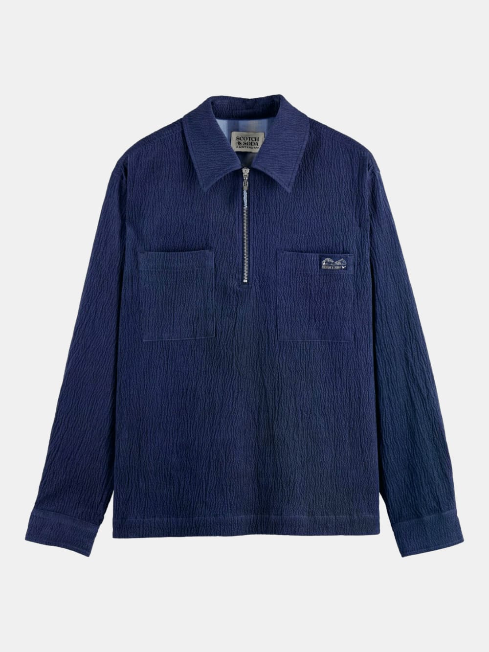 1/4 Zip Corduroy Shirt front view showing fit and finish by Scotch & Soda