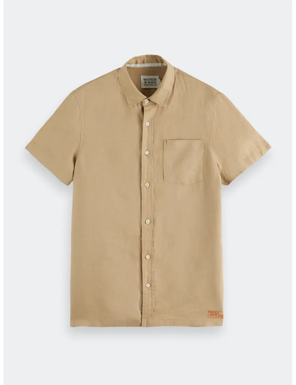 Linen Short Sleeve Shirt flat lay front view by Scotch & Soda