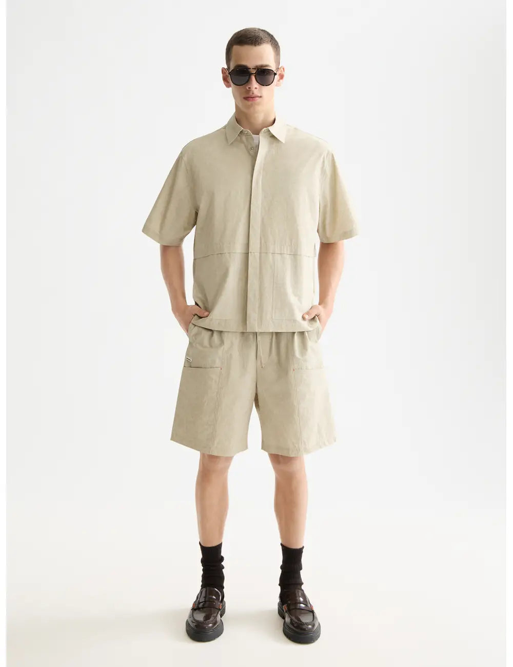Washed Layered Short Sleeved full model shot showing overall fit by Scotch & Soda