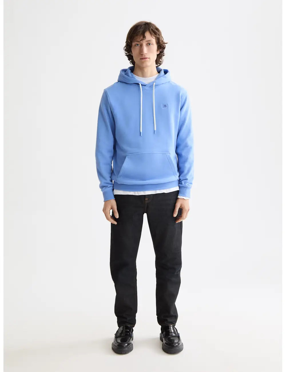 Logo Badge Hoodie full model shot showing overall fit by Scotch & Soda