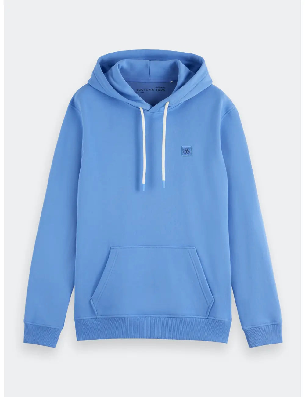 Logo Badge Hoodie flat lay front view by Scotch & Soda