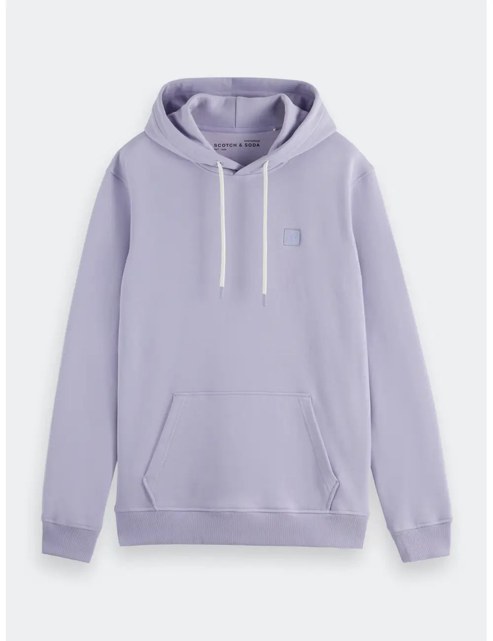 Logo Badge Hoodie flat lay front view by Scotch & Soda