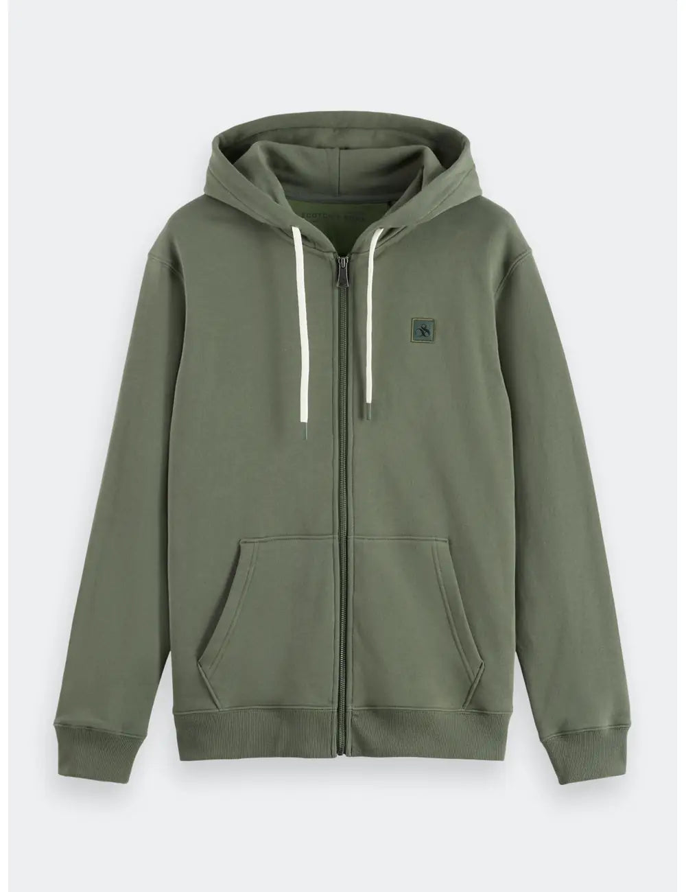 Zip Logo Hoodie flat lay front view by Scotch & Soda
