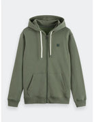 Zip Logo Hoodie flat lay front view by Scotch & Soda