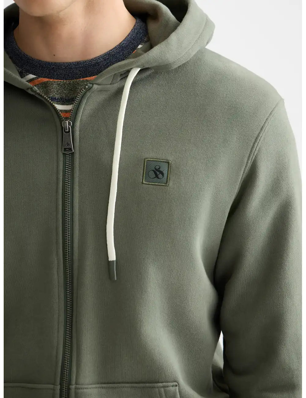 Zip Logo Hoodie detail view by Scotch & Soda