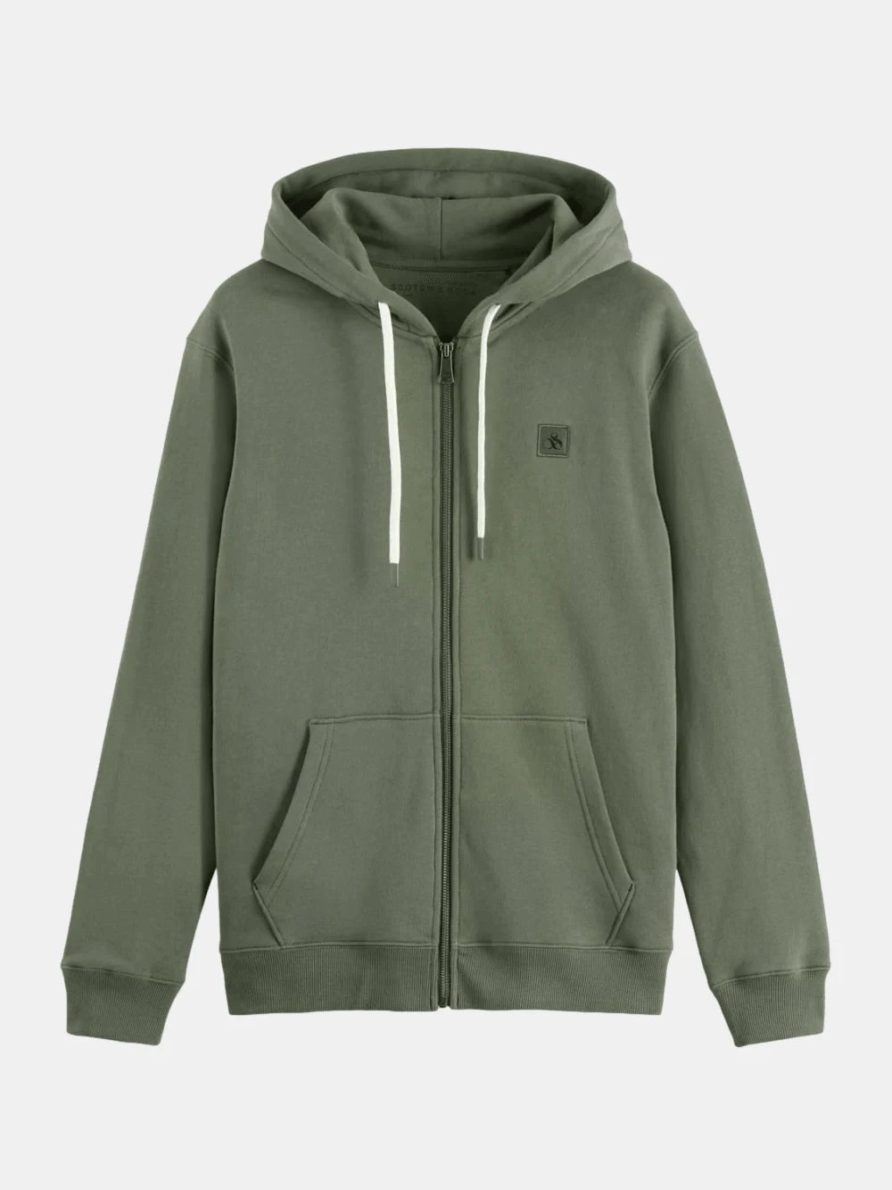 full-zip-logo-hoodie front view by Scotch & Soda