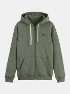 full-zip-logo-hoodie front view by Scotch & Soda