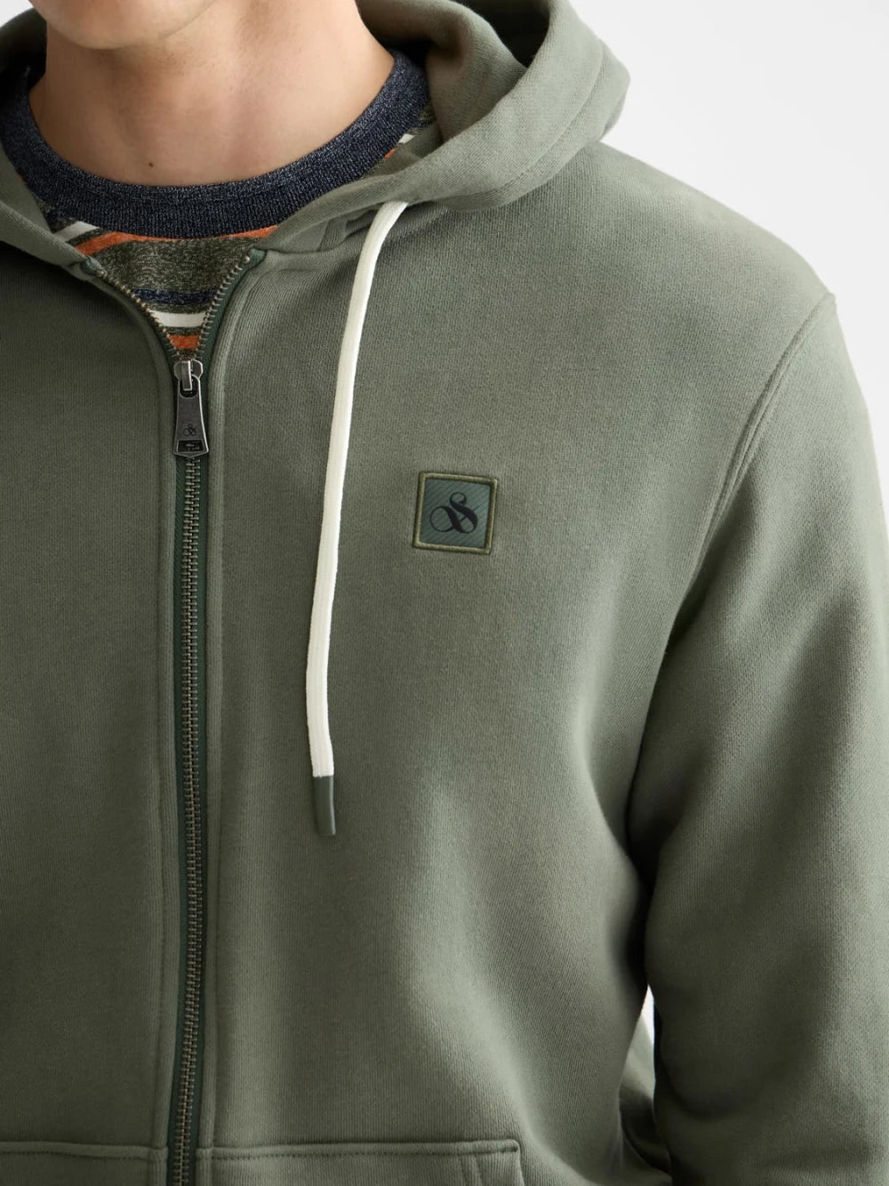 full-zip-logo-hoodie detail shot by Scotch & Soda