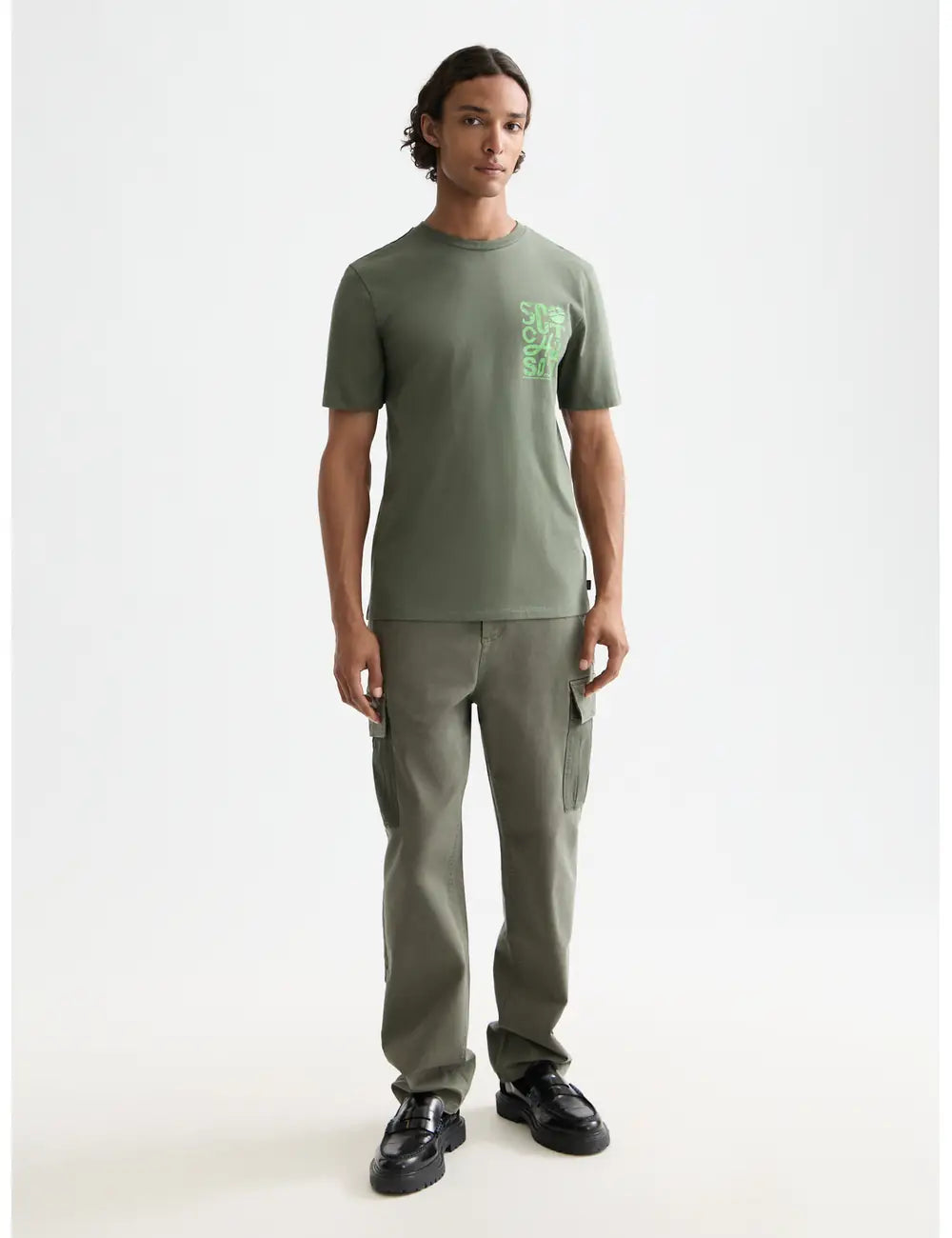 Logo T Shirt full model shot showing overall fit by Scotch & Soda