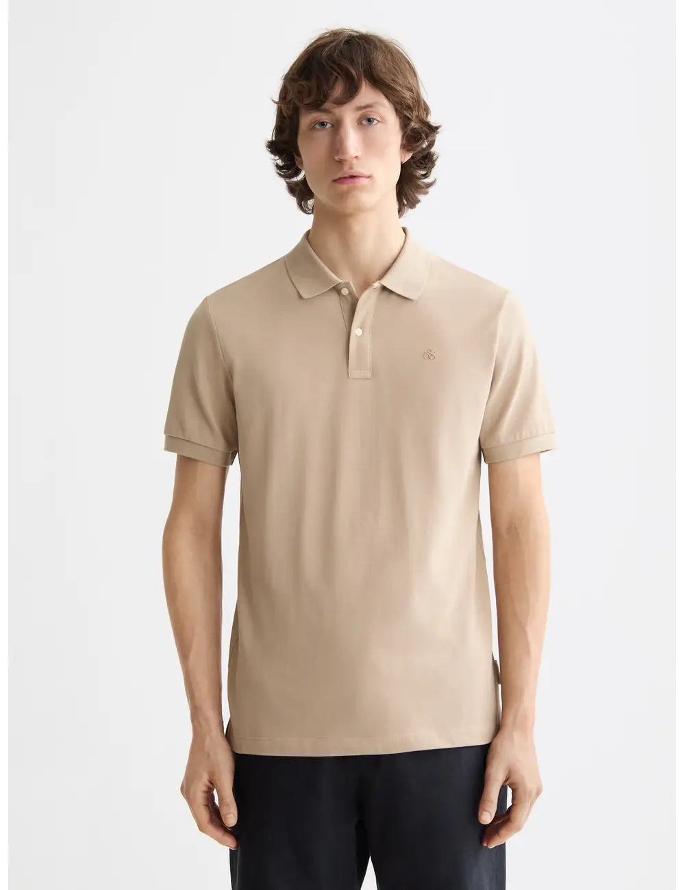 Regular Fit Polo close-up on model showing fit and detail by Scotch & Soda