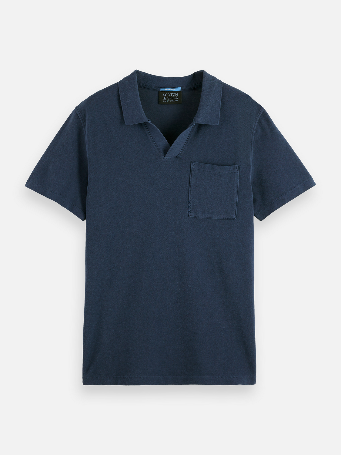 Garment-dyed pique relaxed fit pocket polo