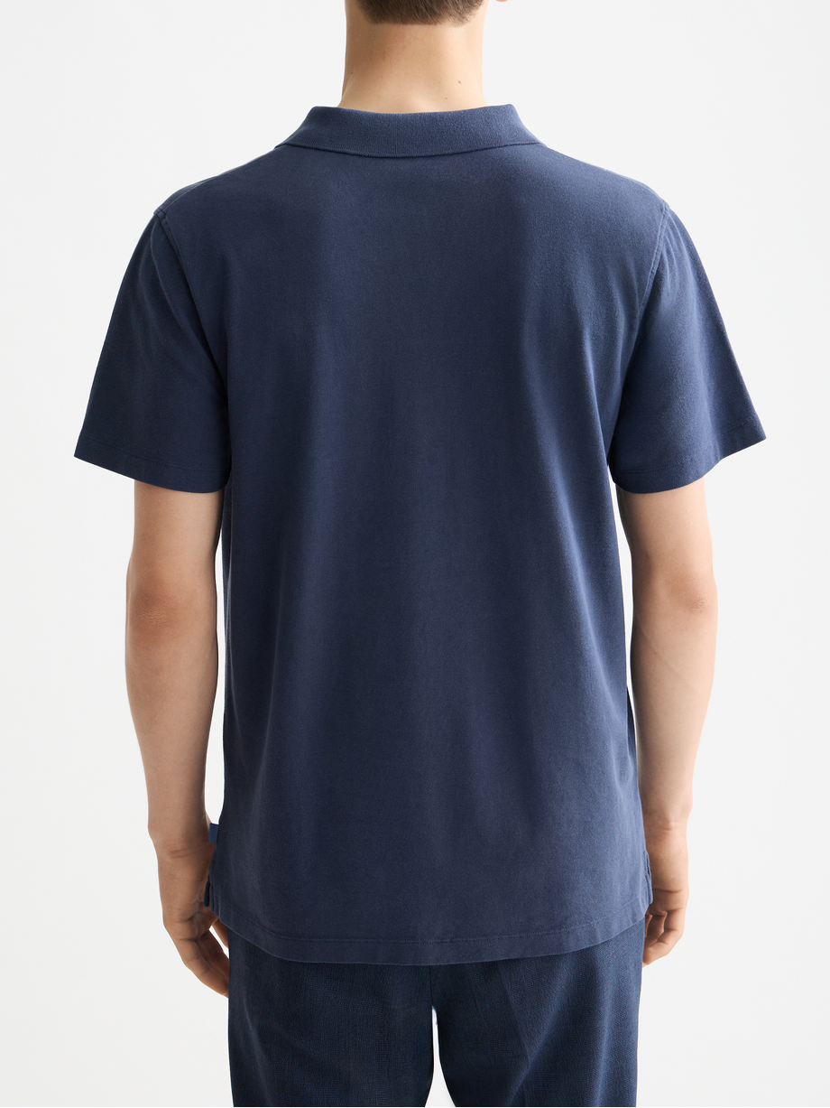 Garment-dyed pique relaxed fit pocket polo