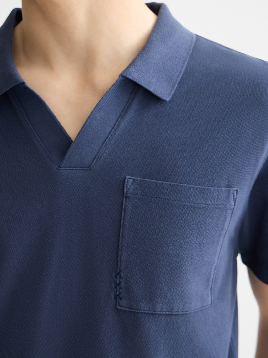 Garment-dyed pique relaxed fit pocket polo