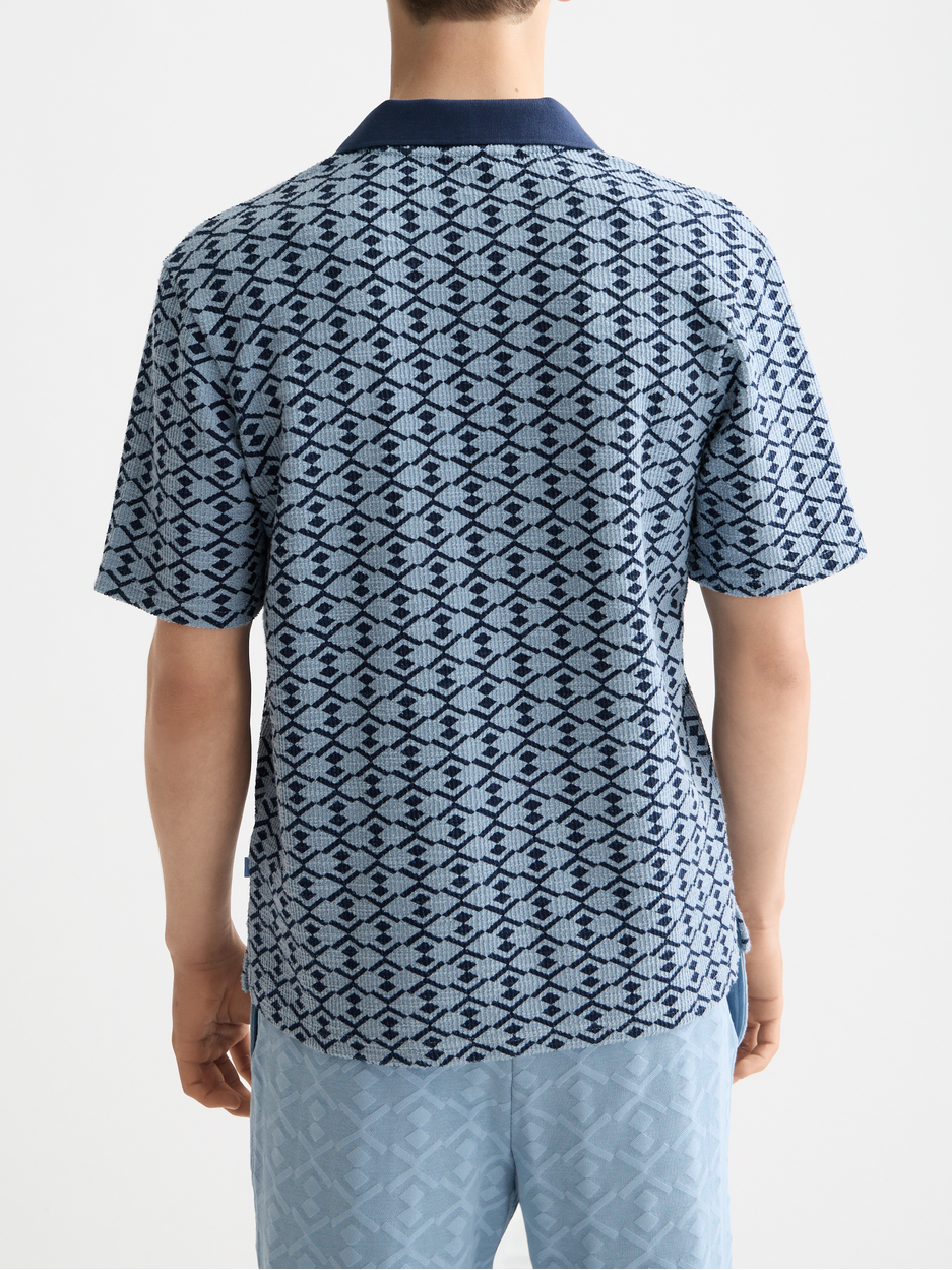 Towelling printed relaxed polo