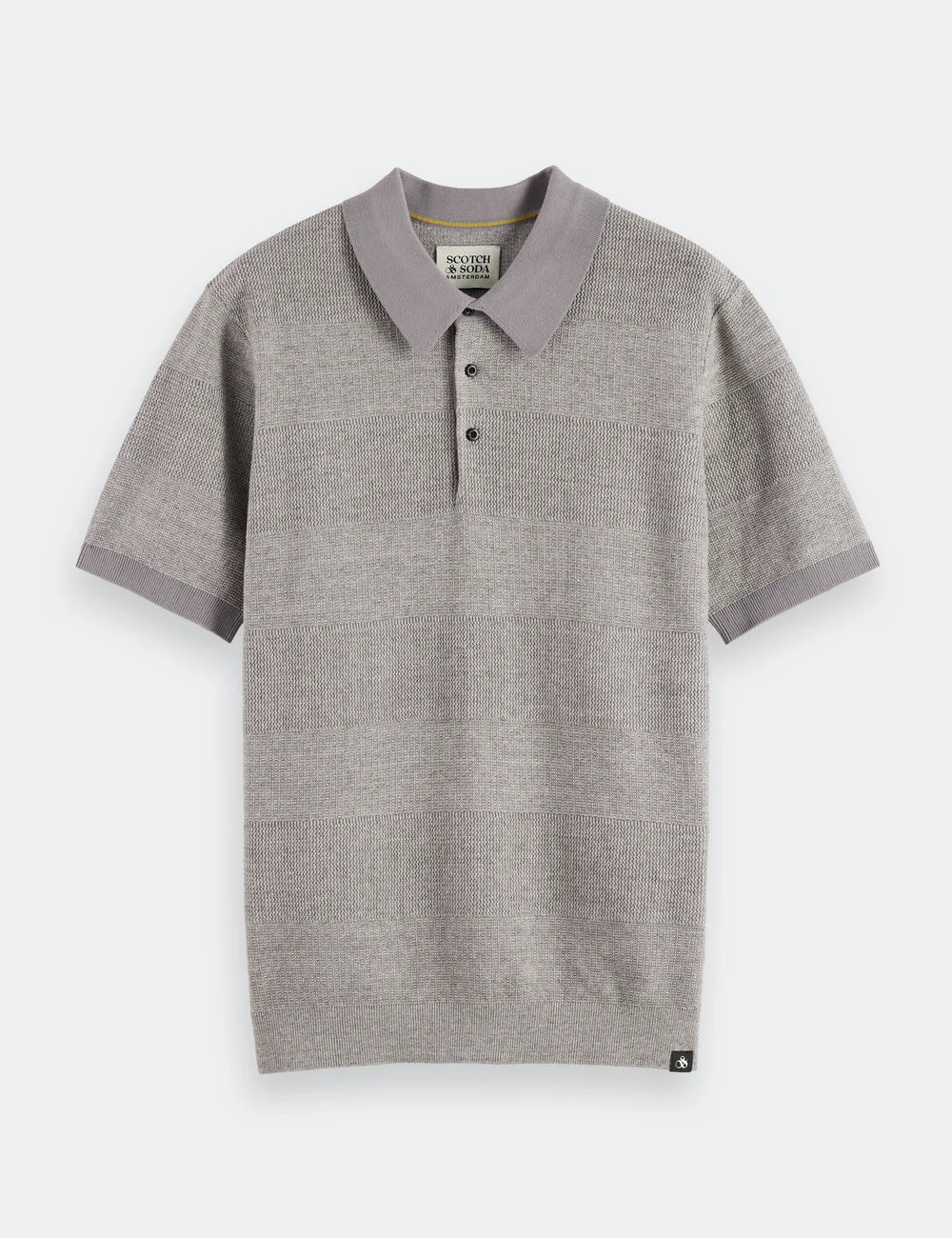 Knitted Striped Polo flat lay front view by Scotch & Soda