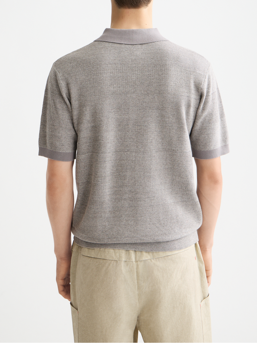 Knitted tonal striped polo