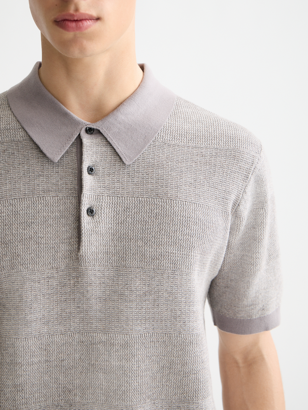 Knitted tonal striped polo
