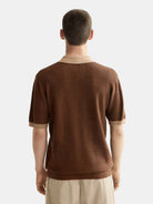 Knitted Tone On Tone Striped Regular Fit Polo back view showing fit and finish by Scotch & Soda