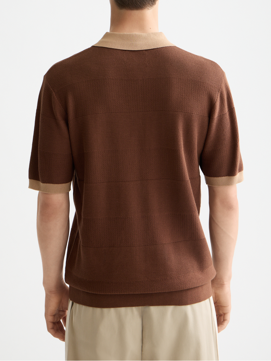 Knitted tonal striped polo