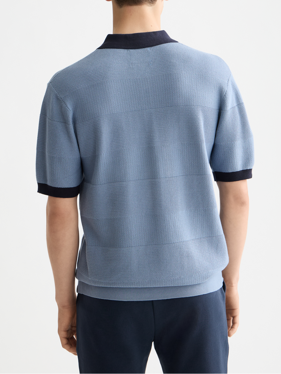 Knitted tonal striped polo