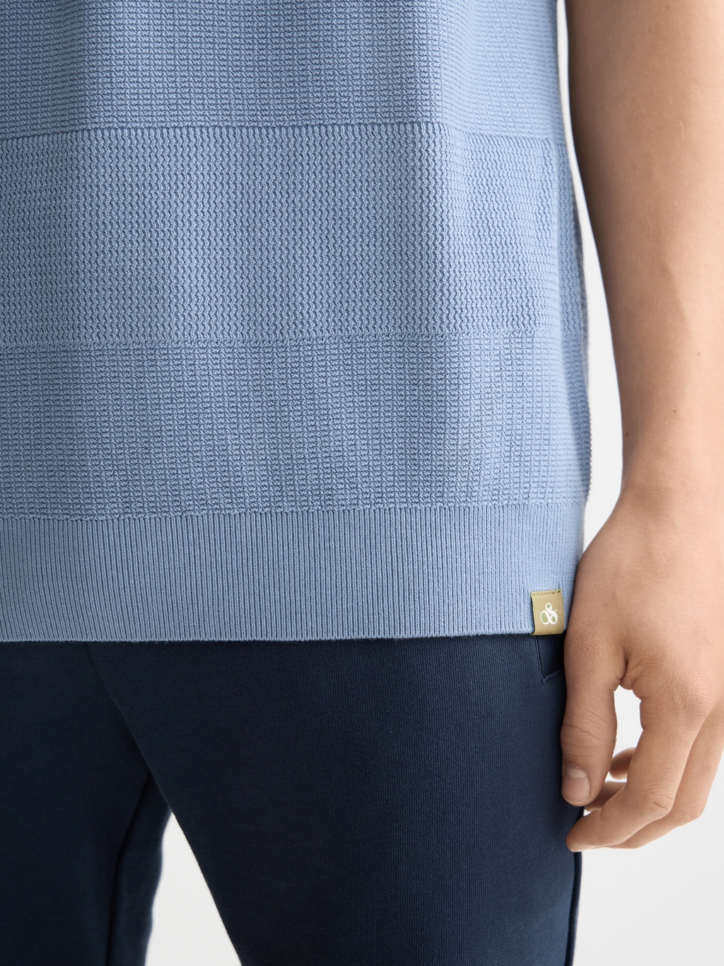 Knitted tonal striped polo