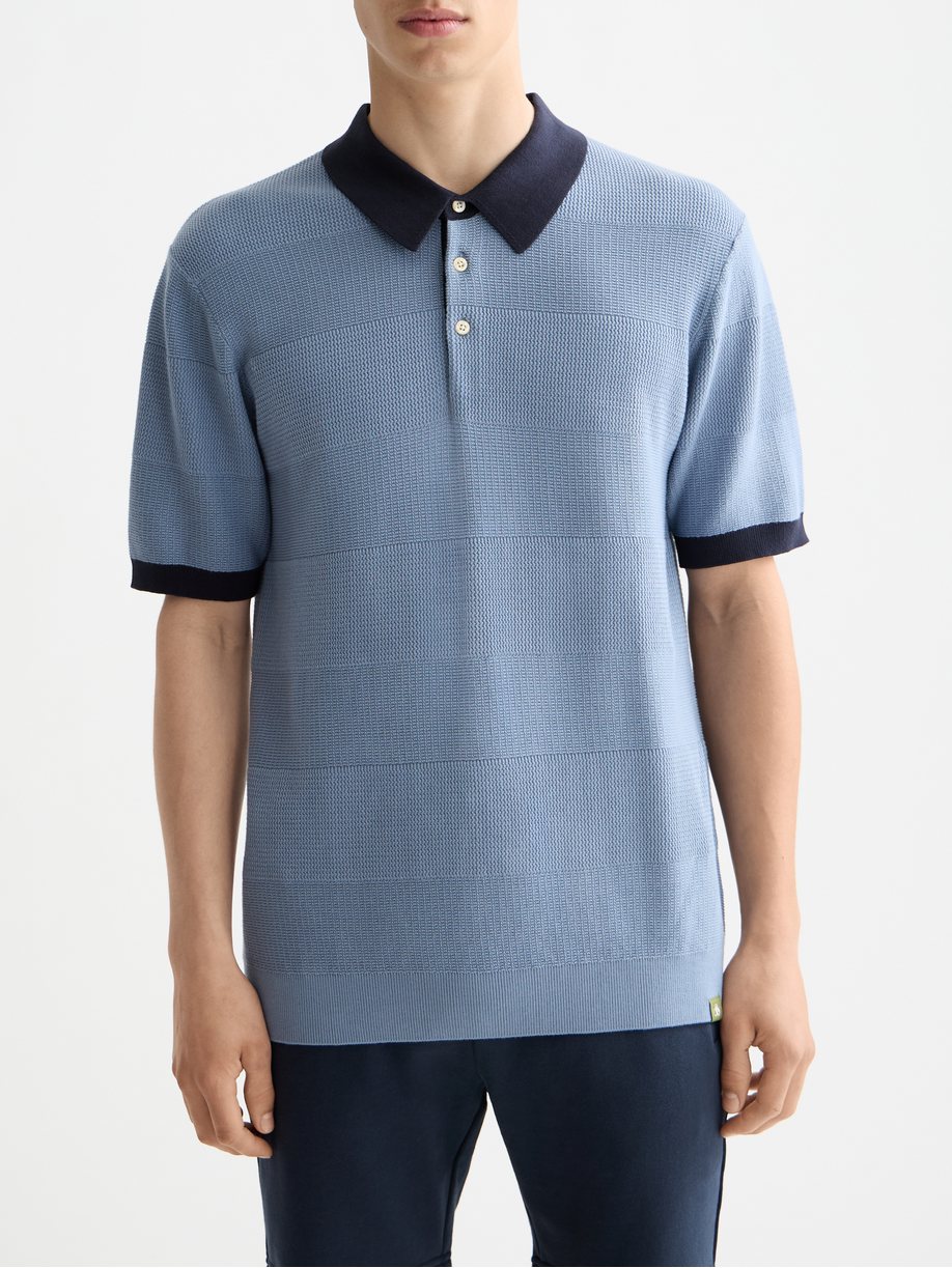 Knitted tonal striped polo