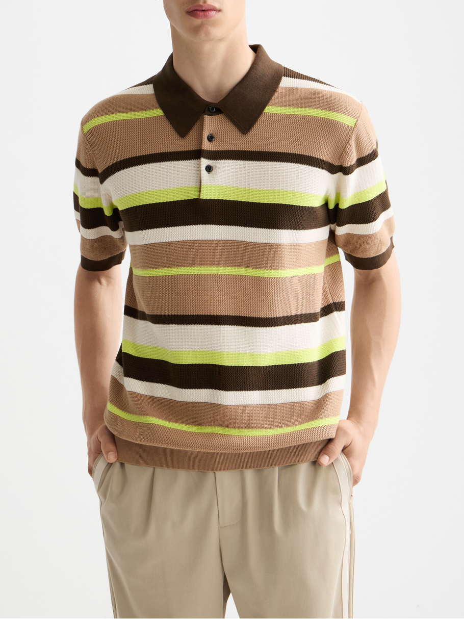 Knitted striped regular polo