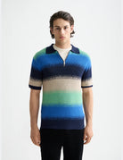 Knitted Degrade Polo close-up on model showing fit and detail by Scotch & Soda