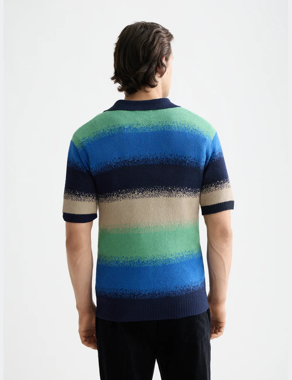 Knitted Degrade Polo detail shot showing fabric and craftsmanship by Scotch & Soda
