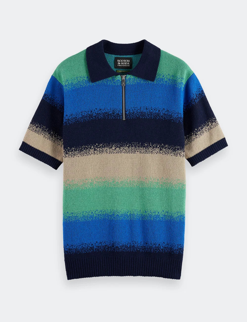 Knitted Degrade Polo flat lay front view by Scotch & Soda