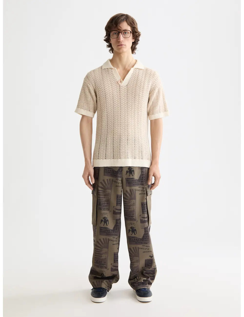 Knitted V Neck Polo full model shot showing overall fit by Scotch & Soda